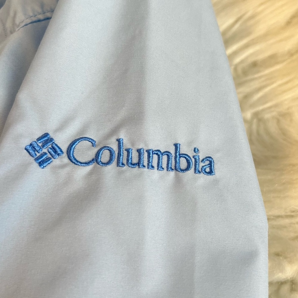 Columbia Lightweight Hooded Jacket Kids Size 4/5 Light Blue White Zip Up - Picture 8 of 9